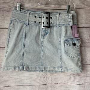 Wild Fable Denim Jean Mini Skirt with Belt Light Wash Size 00